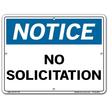Vestil Aluminum Sign, 9-1/2" Height, 12-1/2" Width, Aluminum, Rectangle, English SI-N-03-B-AL-040